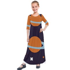 Planet-orbit-universe-star-galaxy Kids  Quarter Sleeve Maxi Dress by Cowasu