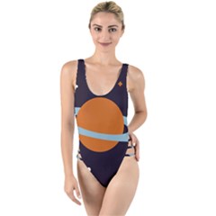 Planet-orbit-universe-star-galaxy High Leg Strappy Swimsuit by Cowasu