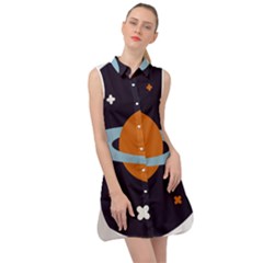 Planet-orbit-universe-star-galaxy Sleeveless Shirt Dress by Cowasu