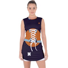 Planet-orbit-universe-star-galaxy Lace Up Front Bodycon Dress by Cowasu