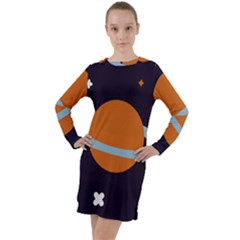 Planet-orbit-universe-star-galaxy Long Sleeve Hoodie Dress