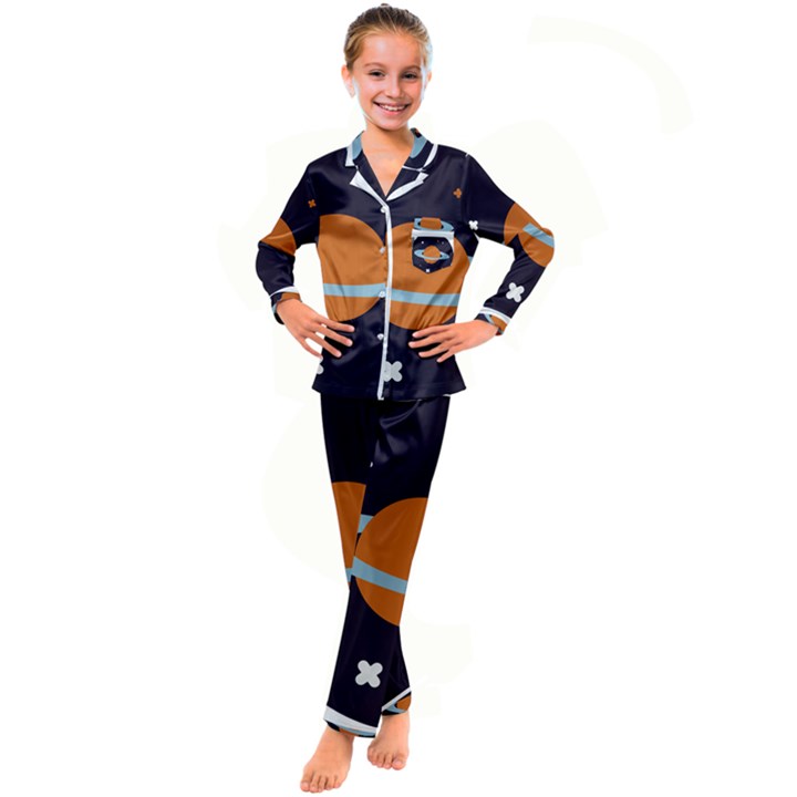 Planet-orbit-universe-star-galaxy Kids  Satin Long Sleeve Pajamas Set