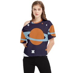 Planet-orbit-universe-star-galaxy One Shoulder Cut Out T-shirt by Cowasu