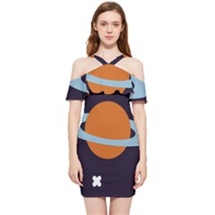 Planet-orbit-universe-star-galaxy Shoulder Frill Bodycon Summer Dress by Cowasu