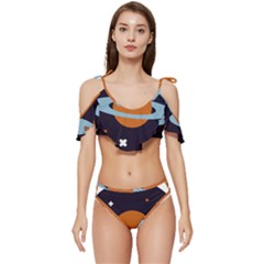 Planet-orbit-universe-star-galaxy Ruffle Edge Tie Up Bikini Set	 by Cowasu