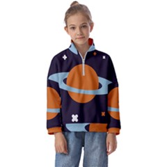 Planet-orbit-universe-star-galaxy Kids  Half Zip Hoodie