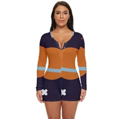 Planet-orbit-universe-star-galaxy Long Sleeve Boyleg Swimsuit by Cowasu