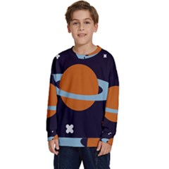 Planet-orbit-universe-star-galaxy Kids  Crewneck Sweatshirt