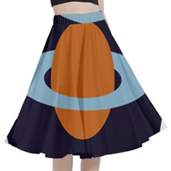 Planet-orbit-universe-star-galaxy A-line Full Circle Midi Skirt With Pocket by Cowasu