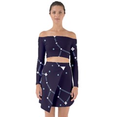 Celebrities-categories-universe-sky Off Shoulder Top With Skirt Set by Cowasu