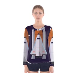 Rocket-space-universe-spaceship Women s Long Sleeve T-shirt