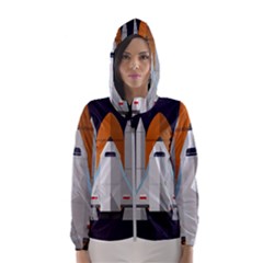 Rocket-space-universe-spaceship Women s Hooded Windbreaker