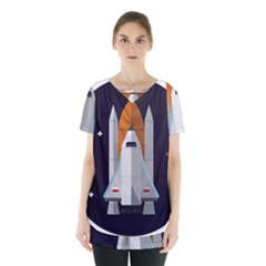 Rocket-space-universe-spaceship Skirt Hem Sports Top by Cowasu