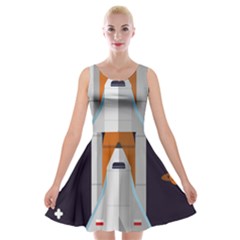 Rocket-space-universe-spaceship Velvet Skater Dress