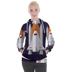 Rocket-space-universe-spaceship Women s Hooded Pullover