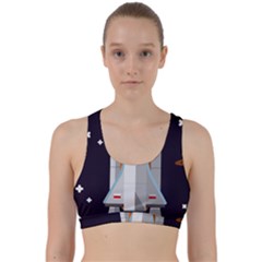 Rocket-space-universe-spaceship Back Weave Sports Bra by Cowasu