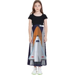 Rocket-space-universe-spaceship Kids  Flared Maxi Skirt by Cowasu