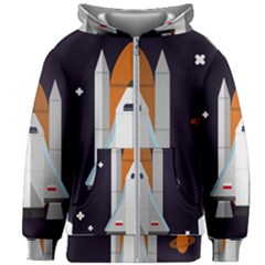 Rocket-space-universe-spaceship Kids  Zipper Hoodie Without Drawstring