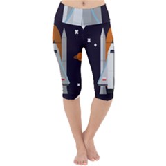 Rocket-space-universe-spaceship Lightweight Velour Cropped Yoga Leggings by Cowasu