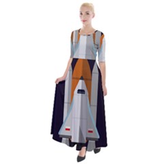 Rocket-space-universe-spaceship Half Sleeves Maxi Dress by Cowasu