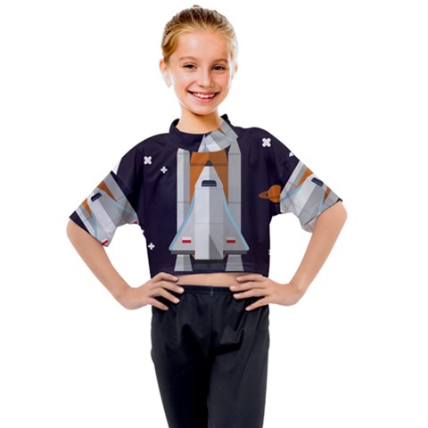 Rocket-space-universe-spaceship Kids Mock Neck T-shirt by Cowasu