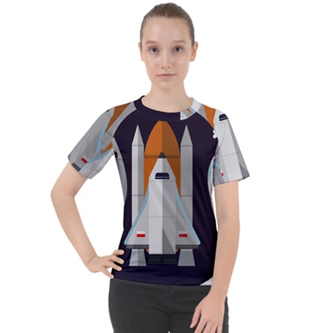 Rocket-space-universe-spaceship Women s Sport Raglan T-shirt by Cowasu