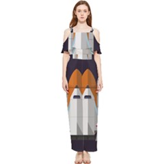 Rocket-space-universe-spaceship Draped Sleeveless Chiffon Jumpsuit by Cowasu