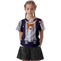 Rocket-space-universe-spaceship Kids  Front Cut T-shirt by Cowasu