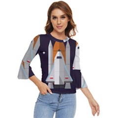 Rocket-space-universe-spaceship Bell Sleeve Top