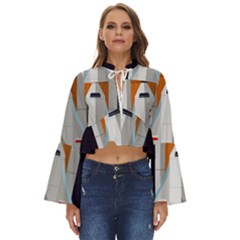 Rocket-space-universe-spaceship Boho Long Bell Sleeve Top