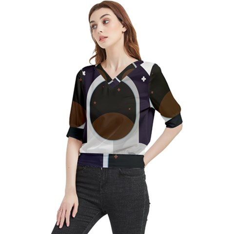 Astronaut-space-astronomy-universe Quarter Sleeve Blouse by Cowasu