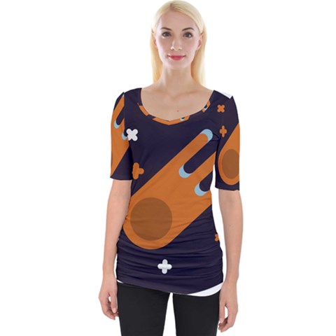 Meteor-meteorite-space-comet Wide Neckline T-shirt by Cowasu