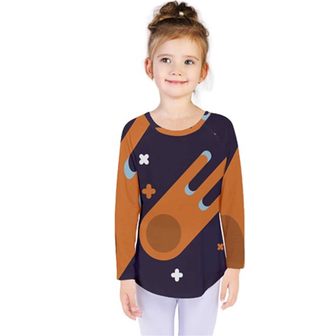 Meteor-meteorite-space-comet Kids  Long Sleeve T-shirt by Cowasu