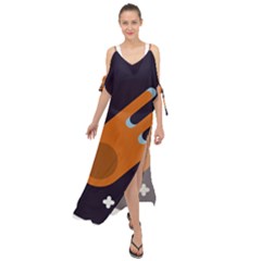 Meteor-meteorite-space-comet Maxi Chiffon Cover Up Dress by Cowasu