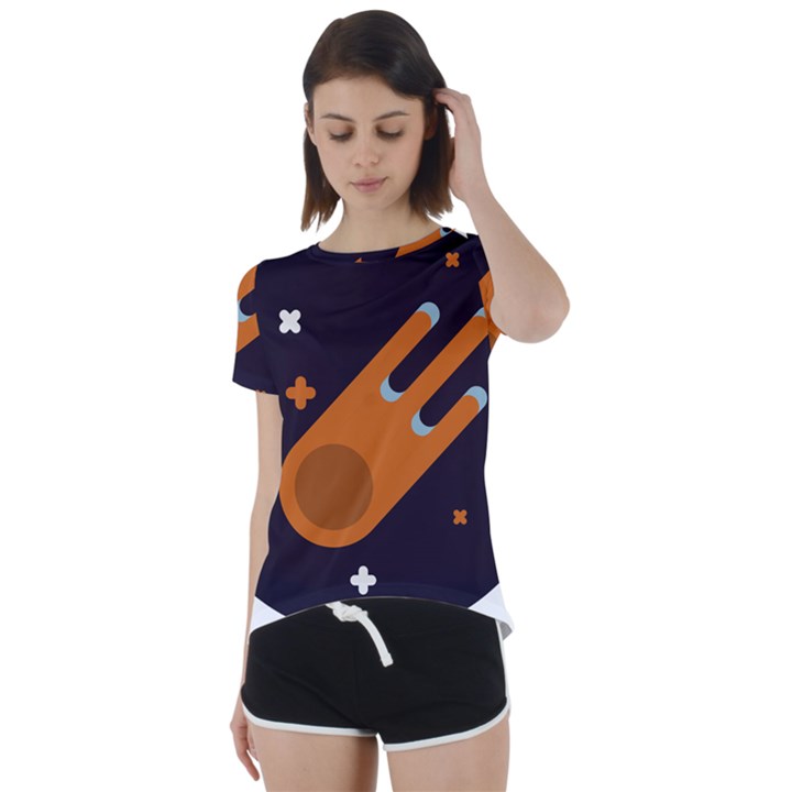 Meteor-meteorite-space-comet Short Sleeve Open Back T-Shirt