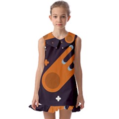 Meteor-meteorite-space-comet Kids  Pilgrim Collar Ruffle Hem Dress by Cowasu