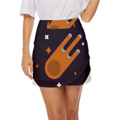 Meteor-meteorite-space-comet Mini Front Wrap Skirt by Cowasu