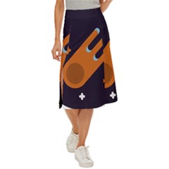 Meteor-meteorite-space-comet Midi Panel Skirt by Cowasu