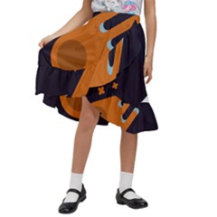 Meteor-meteorite-space-comet Kids  Ruffle Flared Wrap Midi Skirt by Cowasu