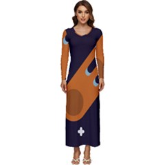 Meteor-meteorite-space-comet Long Sleeve Longline Maxi Dress by Cowasu