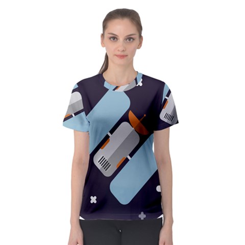 Satellite-machine-space-dark Women s Sport Mesh T-shirt by Cowasu