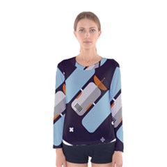 Satellite-machine-space-dark Women s Long Sleeve T-shirt