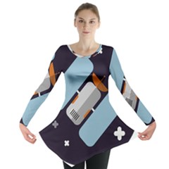 Satellite-machine-space-dark Long Sleeve Tunic  by Cowasu