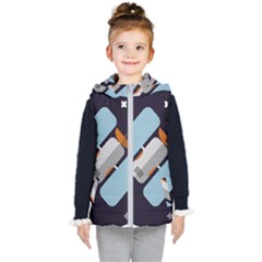 Satellite-machine-space-dark Kids  Hooded Puffer Vest