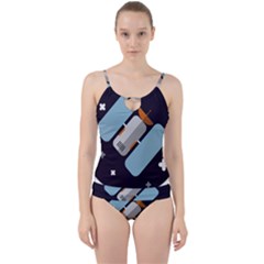 Satellite-machine-space-dark Cut Out Top Tankini Set by Cowasu