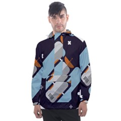 Satellite-machine-space-dark Men s Front Pocket Pullover Windbreaker