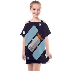 Satellite-machine-space-dark Kids  One Piece Chiffon Dress by Cowasu