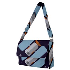 Satellite-machine-space-dark Full Print Messenger Bag (m) by Cowasu