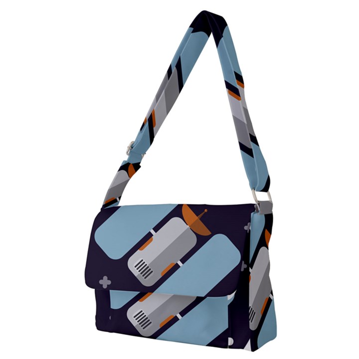 Satellite-machine-space-dark Full Print Messenger Bag (M)