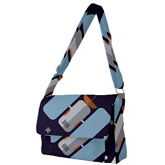 Satellite-machine-space-dark Full Print Messenger Bag (l) by Cowasu